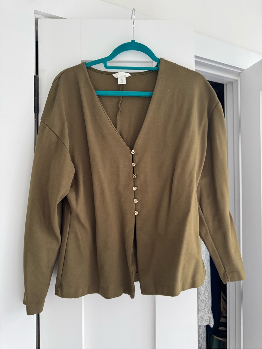 H&M Olive Green Button-Front Women's Top